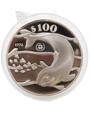 1992 1 oz Mexico 100 pesos Animal Save Vaquita Porpose proof silver coin 