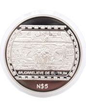 1993 Mexico 5 Pesos Bajorrelieve Del Tajin 1 oz Silver Coin