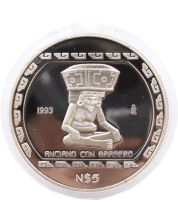 1993 Mexico 5 Pesos Anciano Con Brasero 1 oz Silver Coin