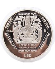 1994 Mexico $5 Peso Lapida Tumba de Palenque 1 oz Silver Coin Proof 