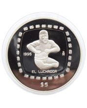 1996 Mexico $5 El Luchador 1 oz Silver Coin Proof