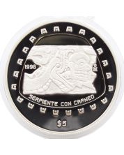 1998 Mexico $5 Peso Serpiente con Craneo 1 oz Silver Coin Proof