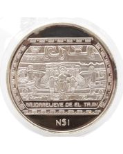 1993 Mexico $1 Peso Bajorrelieve Del Tajin 1/4 oz Silver Bullion Coin Proof