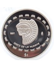 1997 Mexico $1 peso Disco de la Muerte 1/4 oz Silver Bullion Coin Proof