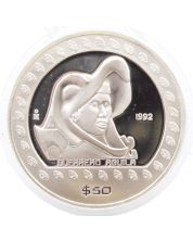 1992 Mexico $50 peso Guerrero Aguila - 1/2 oz Silver Bullion Coin Proof