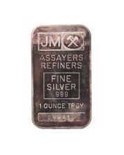 1 oz JM Johnson Matthey 999 Silver Bar - 122410 Blank Reverse