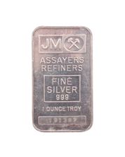 1 oz JM Johnson Matthey 999 Silver Bar - 181387 Blank Reverse