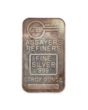 1 oz .999 Gold Way GW Refiners Vintage Assay Silver Bar Blank Serial