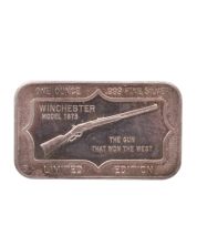 1 oz Winchester 1873 Rifle Belford Mint 1973 .999 Silver 1 oz high relief Art Bar