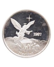 1 oz 1987 Feliz Navidad Christmas Uns Onza 1oz .999 Silver Art Round