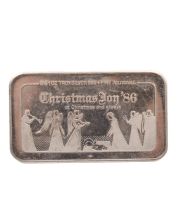 1986 National Mint Christmas Joy Silver Art Bar 1 oz Silver Art Bar