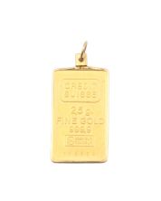 2.5 Gram Credit Swiss .999 Fine Gold Bullion Bar Pendant 2.78 Grams total