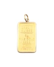 5 Gram Credit Swiss .999 Fine Gold Bullion Bar Pendant 5.52 Grams total