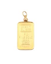 5 Gram Credit Swiss .999 Fine Gold Bullion Bar 14k Bezel Pendant 5.57 Grams