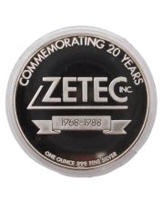 1968-1988 1 oz .999 Silver Round Zetec inc Commemorating 20 years Scarce 