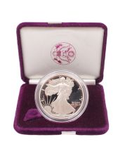 1986 S American Silver Eagle 1 oz Silver Proof Coin with Box and COA 