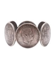 1883 Hawaii 25 cents 6-silver coin napkin ring vintage original