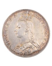 1890 Great Britain silver Crown nice a/EF