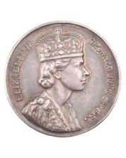 1953 Elizabeth II Coronation 32mm Silver Medal - By Spink & Son