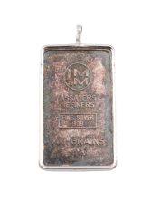 100 Grains Johnson Matthey and Mallory Silver bar Pendant 