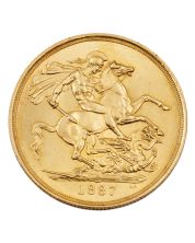 1887 Great Britain £2  2-pound gold coin Choice Uncirculated