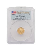 2011 First Strike $5 American Gold Eagle 1/10 oz .999 Fine Gold – PCGS MS70