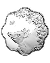 2019 Canada $15 Lunar Lotus - Year of the Pig Fine Silver Coin 