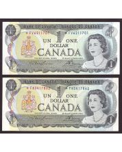 2X 1973 Canada Lawson replacement notes *FN3417862 EF and *FV6211701 AU