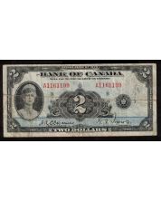 1935 Canada $2 banknote Osborne Towers A1161199 FINE