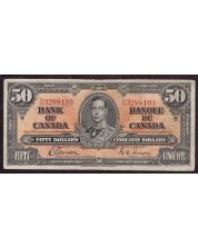 1937 Canada $50 banknote Gordon Towers B/H3288103 nice FINE+