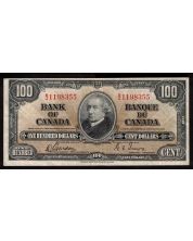 1937 Canada $100 banknote Gordon Towers B/J 1198355 VF+