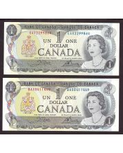 2X 1973 Canada Crow replacement notes EAX2299864 BAX0411449 Choice UNC