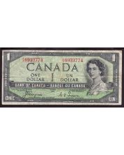 1954 Canada $1 devils face banknote Coyne Towers A/A8933774 FINE