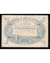 French Guiana 5 francs banknote F/VF