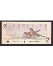 1986 Canada $2 banknote Crow Bouey AUG7247133 Choice AU/UNC