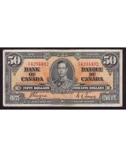 1937 Canada $50 banknote Coyne Towers B/H4294492 nice VF+