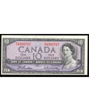 1954 Canada $10 banknote Beattie Rasminsky R/V 4390707 AU