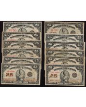 12x 1923 Canada 25 Cent banknotes McCavour  & Campbell mixed G and VG