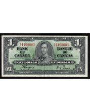 1937 Canada $1 banknote Coyne Towers W/N 1109603 nice EF+