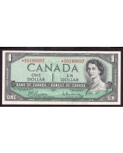 1954 Canada $1 replacement note Beattie Rasminsky *S/O0180697 CH AU/UNC