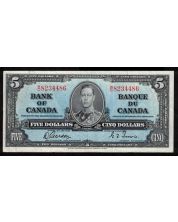 1937 Canada $5 banknote Gordon Towers W/C 8234486 nice EF+