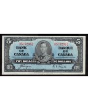 1937 Canada $5 banknote Coyne Towers A/S 5072342 very nice EF/AU