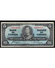 1937 Canada $5 banknote Coyne Towers H/S 4516626 a/VF