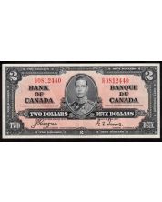 1937 Canada $2 banknote Coyne Towers C/R 0812440 nice EF+