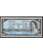 1954 Canada $5.00 banknote Beattie Rasminsky X/S 0691624 nice Uncirculated