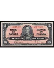 1937 Canada $2 banknote Gordon Towers U/B 8315432 nice EF+