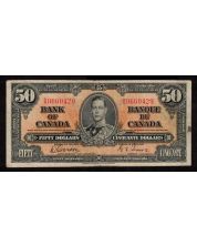 1937 Canada $50 banknote Gordon Towers B/H 0660429 VG+ small margin stain