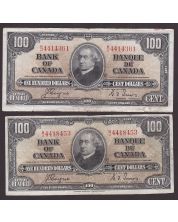 1937 Bank of Canada $100 error oversize note & regular size note 