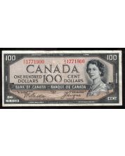 1954 Canada $100.00 devils face banknote Beattie Coyne A/J 1771900 nice VF+