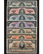 1937 Canada banknote set $1 $2 $5 $10 $20 $50 $100 all Gordon Towers all VF